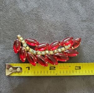 Red rhinestone brooch